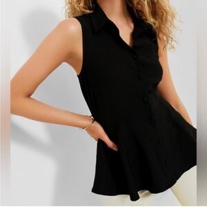 Tuckernuck Pomander Place Ashlen Tank Top Blouse-Black-Size L-Classic-Peplum-NEW